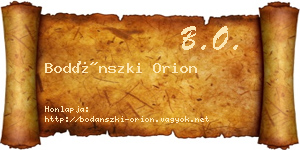 Bodánszki Orion névjegykártya